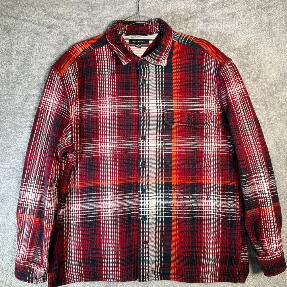 Tommy Hilfiger Men's Cotton Flannel Untucked‎ Overshirt Warm Layer L